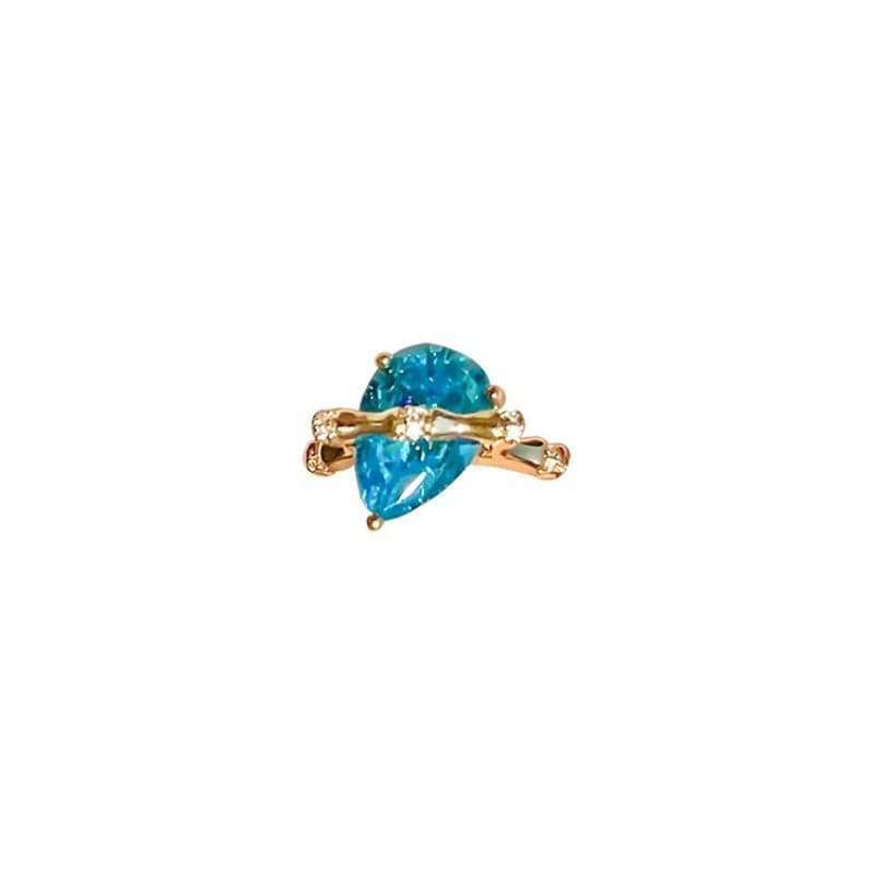Blue Bamboo Ring Light Retro Versatile Jewelry