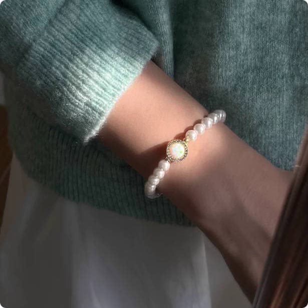 Garden Series Artificial Pearl Opal Bracelet For Women