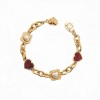 Jane Eyre Heart Bracelet Plaid Pearl Magnetic Clasp Heart Cuban Chain Plaid Ecstasy Series